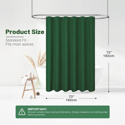 BTTN Waffle Weighted Shower Curtain, Waterproof, 182x182cm, Emerald Green