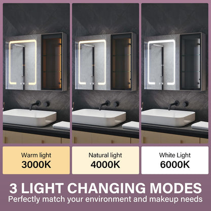 ZANOFIRA Bathroom Wall-Mounted Mirror Cabinet, 700x600mm Illuminated LED Bathroom Mirror Cabinet with Shaver Socket and Anti-Fog