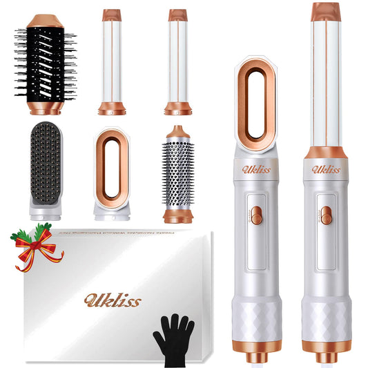 6 in 1 Hairstyler, UKLISS Hair Dryer Brush with Automatic Wrap Air Curler, Hair Straightener Brush, Thermal Brush, Hairdryer, Multistyler Hot Brush
