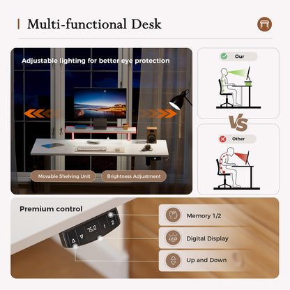 Klicelor Electric Standing Desk, Led & Plug, Movable Monitorstand, 120x80