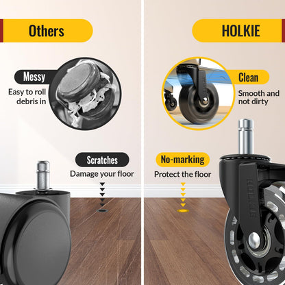 HOLKIE Office Chair Wheels 11x22mm Replacement Desk Chair Wheels for Hard Floor Casters Set of 5 Heavy Duty Wheel Replacement for Computer Gaming