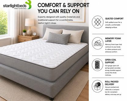 Starlight Beds Grey Chevron King Size Hybrid Mattress
