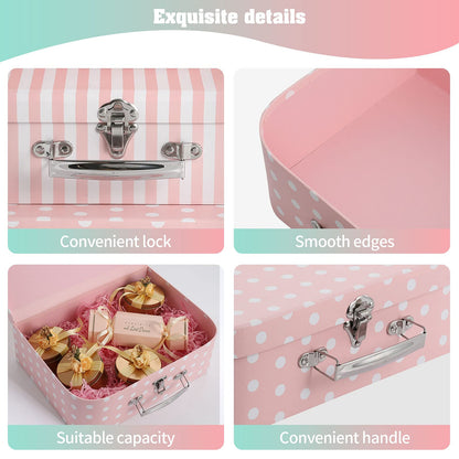 Anndason Set of 3 Paperboard Suitcases Storage Box Storage for Photo Storage Home Decoration, Wedding, Birthday