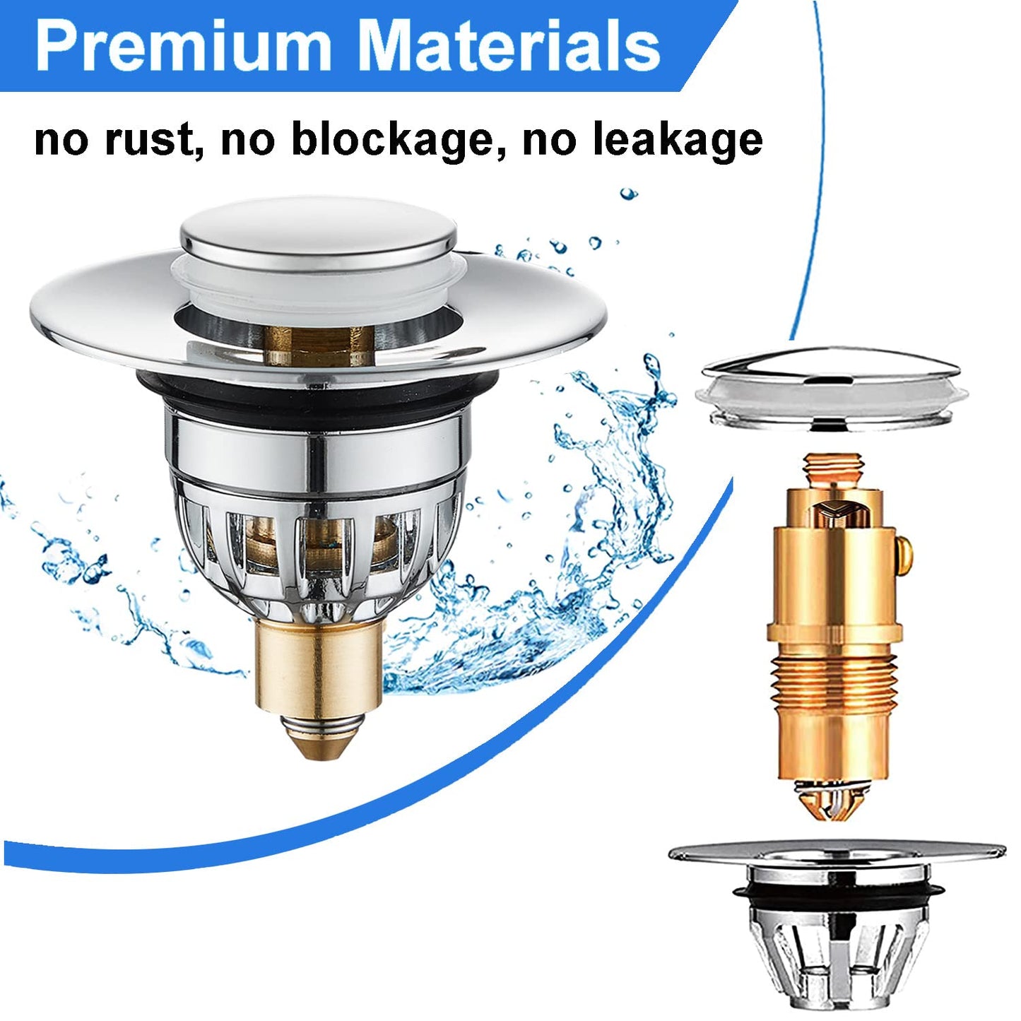 Tomario Sink Plugs Bathroom Plug, Stainless Steel Bathroom Basin Plug Pop Up Plugs for Wash Basin
