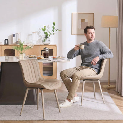 YOUNIKE Dining Chairs Set of 2 Modern Kitchen Dining Room Chairs, Khaki