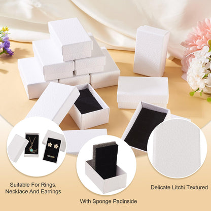 Craftdady 12pcs White Gift Box Cardboard Jewelry Box with Sponge Rectangle Jewellery Packaging Storage Boxes for Rings Bangle Bracelet Earring