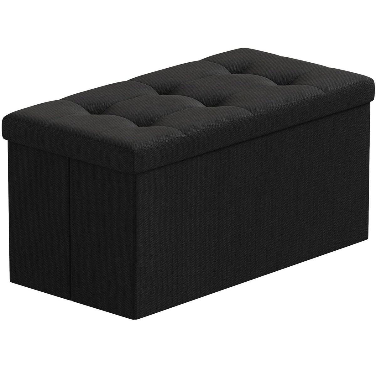 BRIAN & DANY Folding Linen Storage Boxes Footstool Ottoman, Foot Rest Stool, Foldable Seat Bench Footrest - Black, 76 x 38 x 38 cm