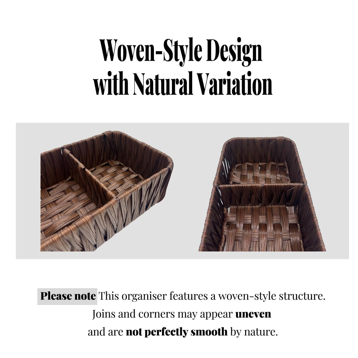 3 Compartment Bathroom Storage Basket, Resin Wicker Countertop Organiser