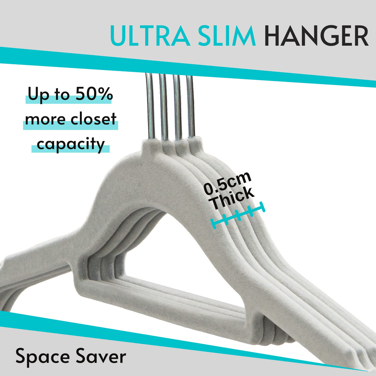 20 Non Slip Velvet Hangers | Heavy Duty Grey Felt Coat Hangers |360 Degree Swivel Hooks |Premium Space Saving Design