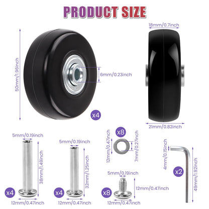 WEDAMOO Suitcase Wheels Replacement 50×18 mm, 4 Pcs