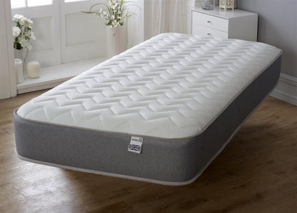 Starlight Beds Essentials Zig Zag European Small Single Mattress with Springs and Memory Foam. 7.5 Inch Budget Mattress. Grey, Soft Firmness