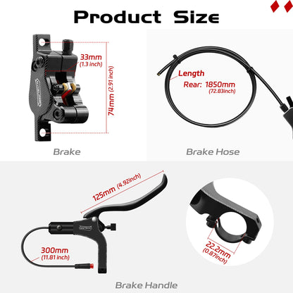 DYISLAND LD-200 2-Pistons Hydraulic Disc Brake Set for ebike,2-PIN Power-Off Electric Bike Hydraulic Brake kit?Hydraulic Brake Kits with mounting
