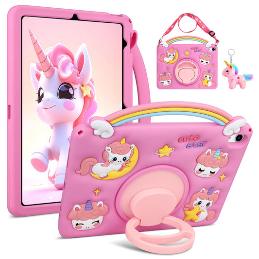 Aolcev for iPad A16 11th Generation Case 11 inch 2025, iPad 10th Generation Case 10.9 2022 Kids Girls with Shoulder Strap 360?Rotating Stand Unicorn