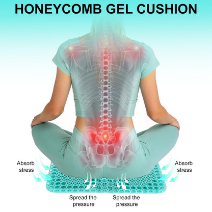 Large Gel Seat Cushion For Long Sitting,Double Thick Honeycomb Cushion With Non-Slip Covers Cushion Chair Seat Pads Gel Car Seat Cushion Breathable