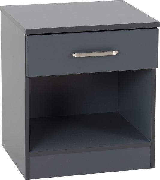 Seconique Dakota 1 Drawer Bedside in Dark Grey