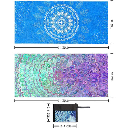 JAODFK Microfibre Beach Towel 71"X32" Quick Dry 2 Pcs Lightweight Sand Free Extra Large Thin Mandela Towels Travel Essentials For Adults Womens Swim