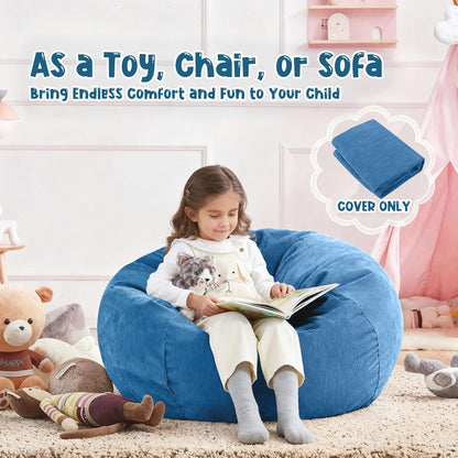 Nobildonna Bean Bag Chair Cover (No Filler) for Kids Beanbag Stuffed Animal Storage Without Filling Plush Toys Holder and Organizer Soft Premium