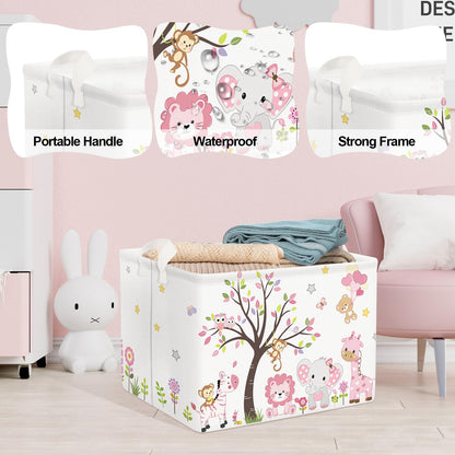 Clastyle Forest Animal Baby Laundry Hamper Collapsible Tree Clothes Kids Storage Basket Waterproof Boys Girls Toy Box for Nursery Room