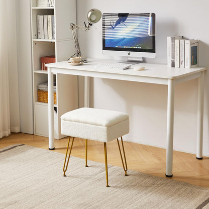 YMYNY Storage Ottomans, Chair Stool Upholstered, Footstool, Modern Teddy Fleece Material, Dressing Table Stool, Pouf Couch Stool, Metal Legs, for