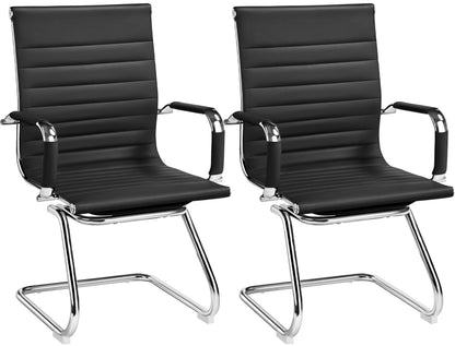 Yaheetech Faux Leather Dining Chair Ergonomic Office Chair, Black