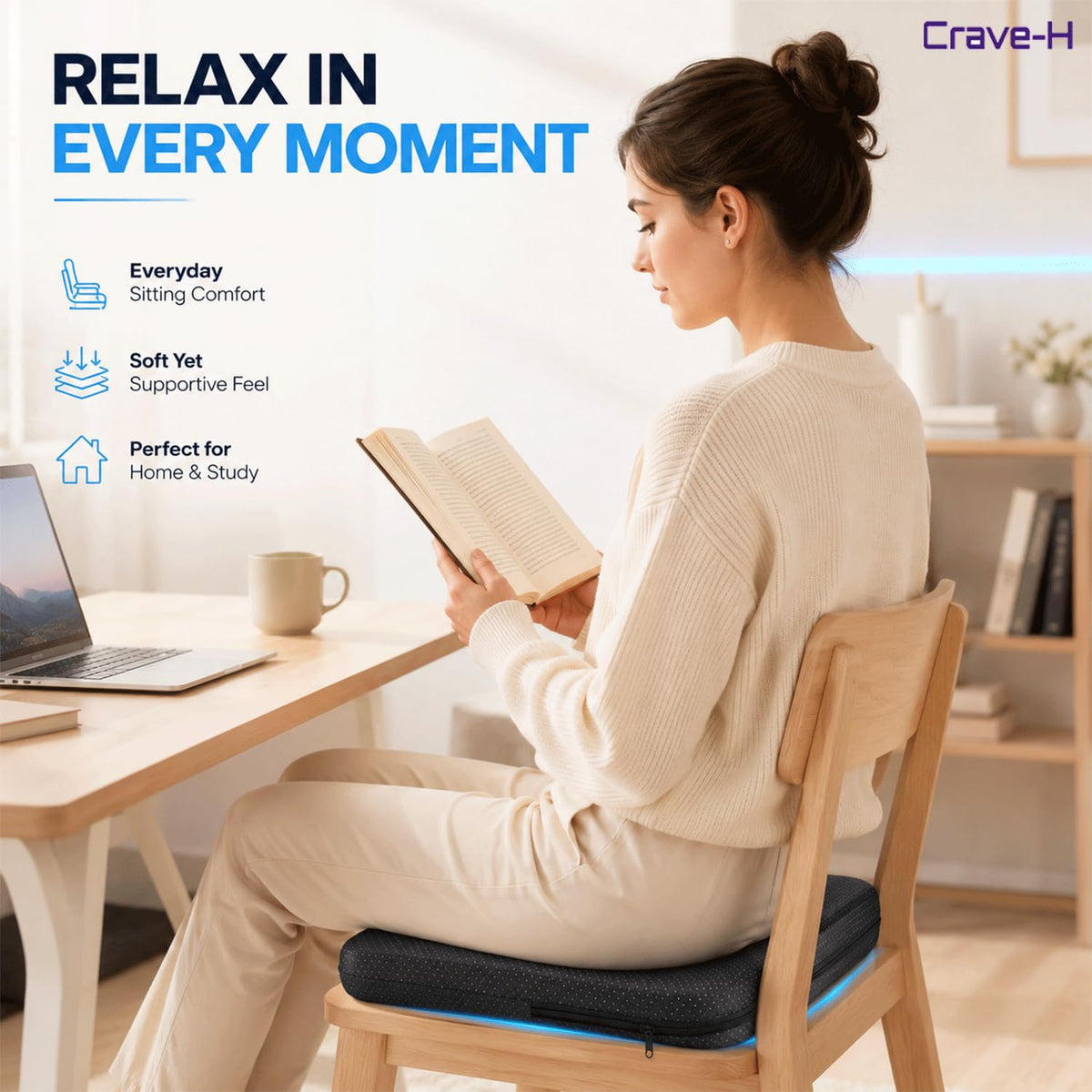 Crave-H Gel Seat Cushion with Cover, Double Thick Honeycomb Cushion for Office Chair, Car Seat & Wheelchair, Ergonomic Pressure Relief Support Pad