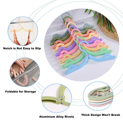 20 PCS Folding Clothes Hangers, 10 Color Portable Travel Coat Hangers, Plastic Travel Hangers Foldable