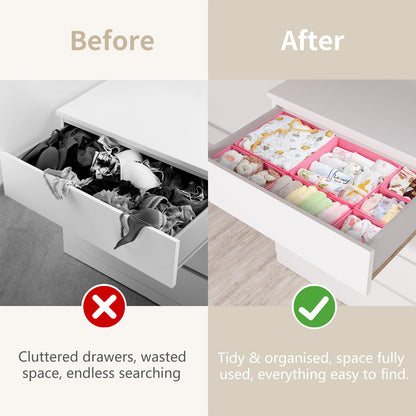 ORLISA Drawer Organiser for MALM Drawers, 14 Pack Clothes Drawer Organisers, Foldable Fabric Dividers for Underwear Socks Bras, 3 Sizes Storage Boxes
