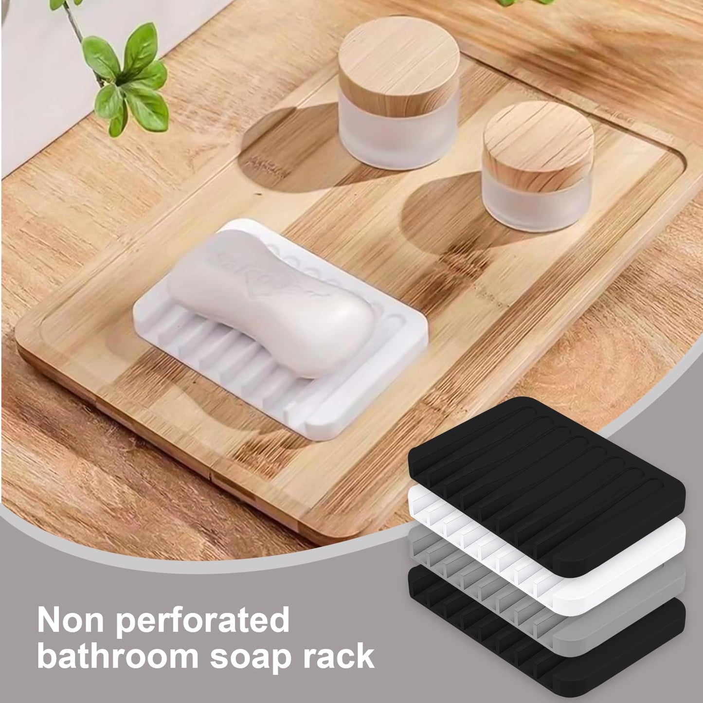 Silicone Soap Dish 4 Pack Soap Holder Smell Dish with Drainage