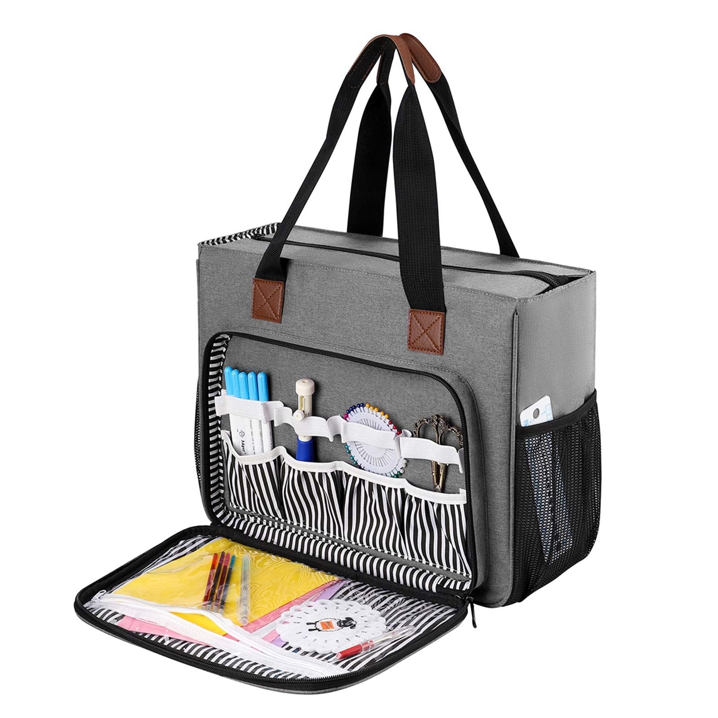 Coopay Cross Stitch Bag Storage, Embroidery Project Bag, Craft Bags with Compartments, Large Bag for Store Embroidery Floss Organiser, Punch Needle