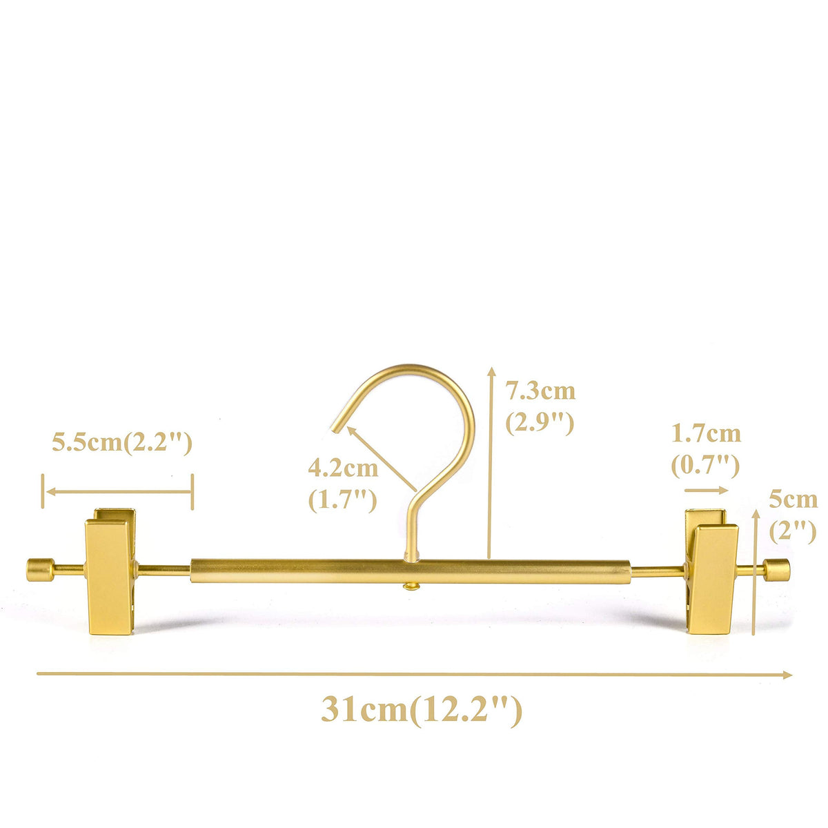 Amber Home 20pcs Matte Aluminum Trousers Hangers, Metal Skirt Hangers, Gold