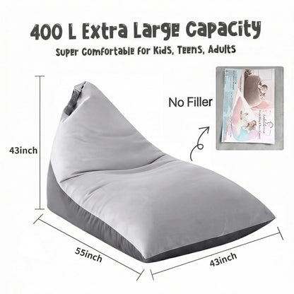 Nobildonna 4ft Bean Bag Chair Cover (No Filler) for Adults, 400L Extra Large Triangular Beanbag Chair Cover