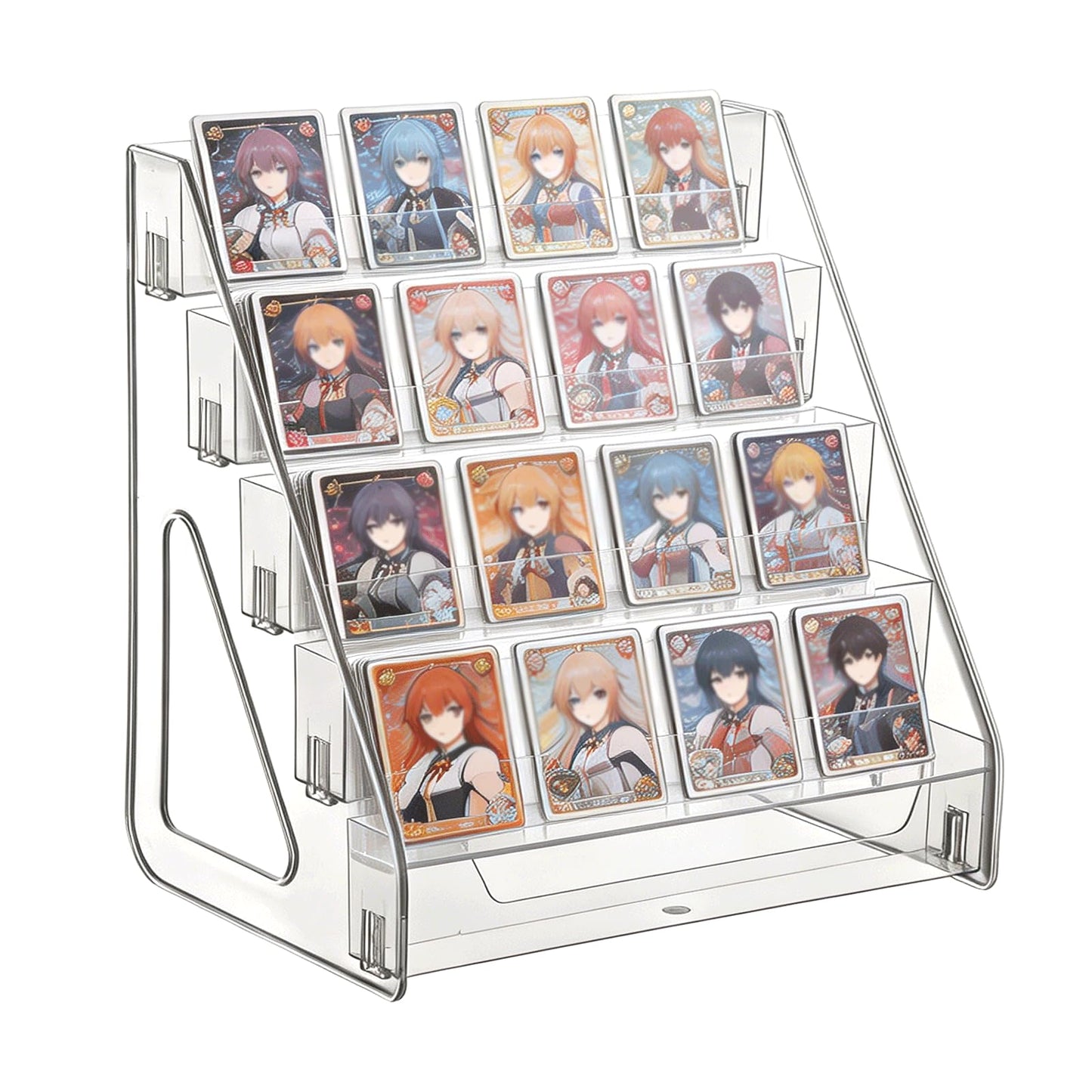 WEXFFU 5-Tier Card Display Stand, PET Material Trading Card Display Stand, Clear Display Case for Card Collection & Show, Greeting Card Organiser