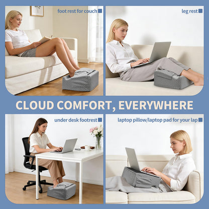 Nockovi Ergonomic Foot Rest for Under Desk at Work – 15° Tilt Angle Under Desk Footrest with High-Resilience Foam, Velvet Top & Non-Slip Base