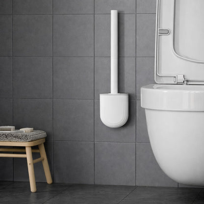 CasaLine Silicone Toilet Brush and Holder – Wall Mounted Flat Silicone Toilet Brush, Hygienic Drip-Free Toilet Brush Holder for Modern Bathrooms