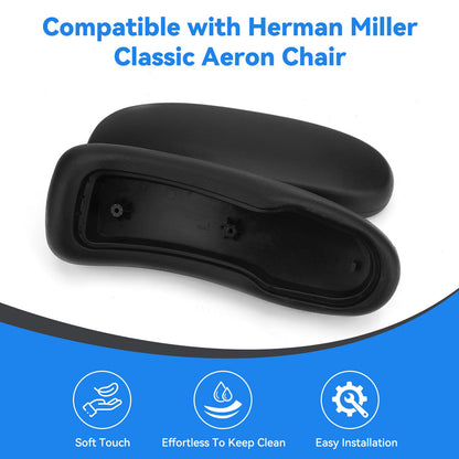 SINOLUXE Armrest Replacement Arm Pads Caps for Herman Miller Classic Aeron Chair - Office Chair Arm Rest Replacement Black-1 Pair