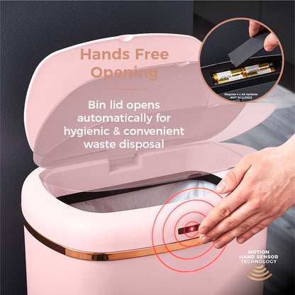 Tower T838010PNK Cavaletto Square Sensor Bin, 58L, Pink and Rose Gold