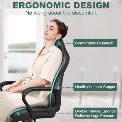 BASETBL Office Chair, PU leather Ergonomic Computer Desk Chair, Grey