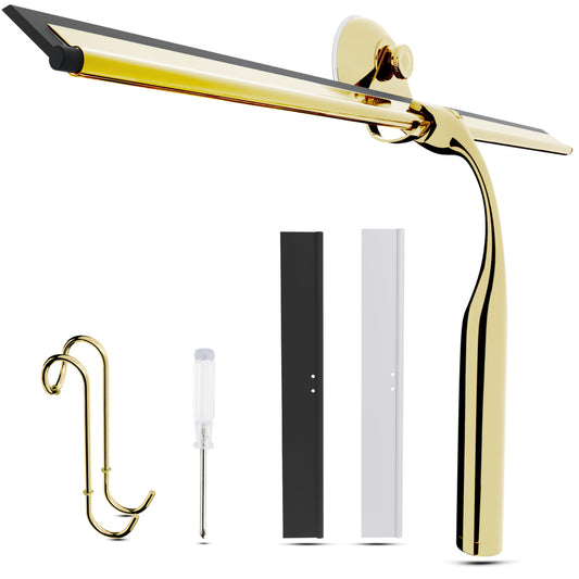 Wunset 35 cm Shower Squeegee, Large Gold Window Squeegee - 6 Pieces Set Including 2 Replacement Silicone Lips, Squeegee Shower Cleaner for Shower