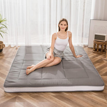 MAXYOYO Japanese Floor Futon Mattress Padded Quilted Bed Mattress Topper, Extra Thick Folding Sleeping Pad Breathable Floor Lounger Guest Bed for