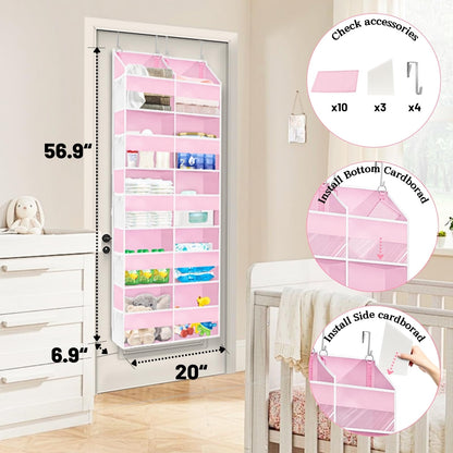 Ofiray-home Over the Door Organiser with 5 Tiers and 10 Compartments, Extra Large Hanging Door Storage with 4 Hooks, 36kg Weight Capacity