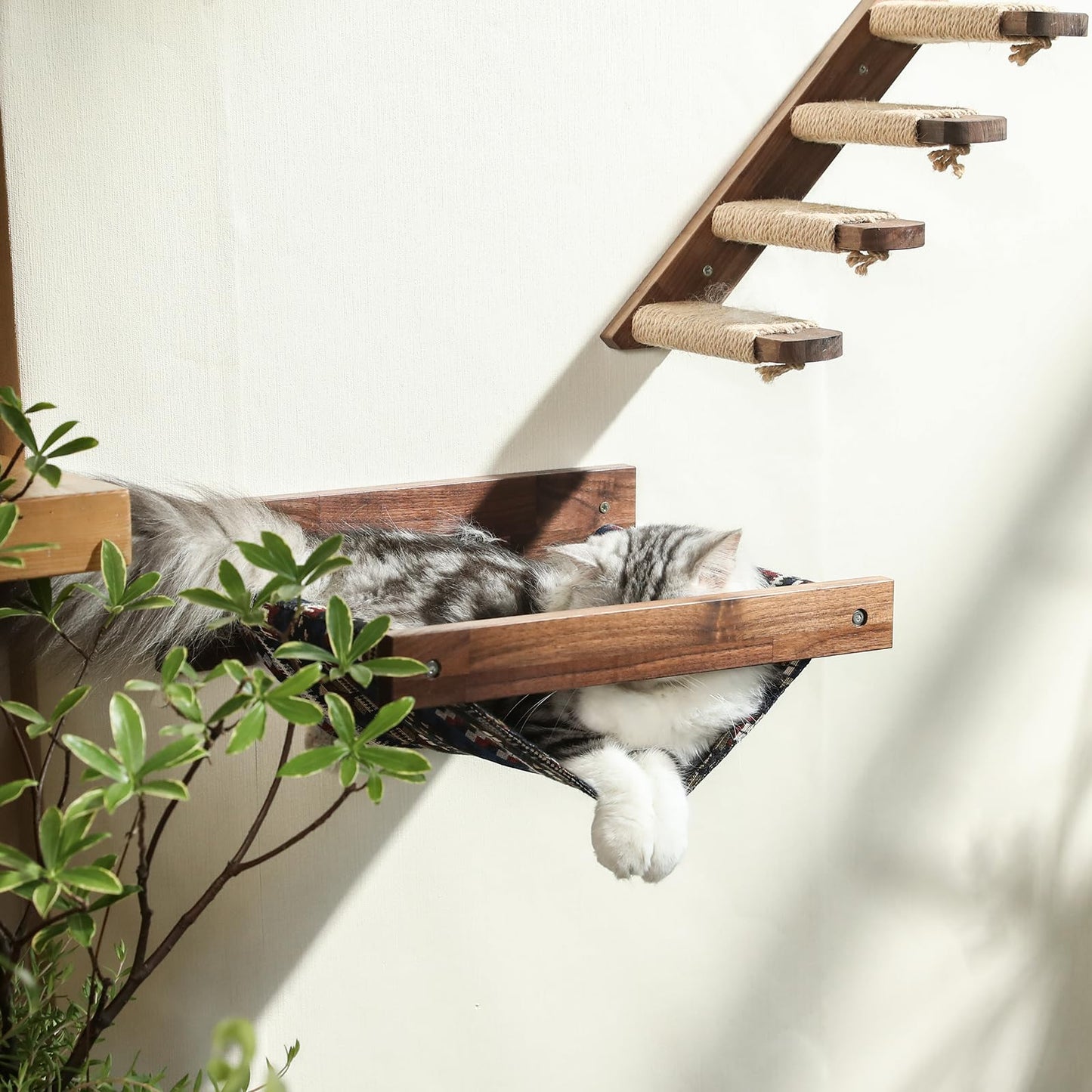 FUKUMARU Cat Hammock Wall Mounted Large Cats Shelf - Modern Beds and Perches - Premium Kitty Furniture for Sleeping, Playing, Climbing, and Lounging -