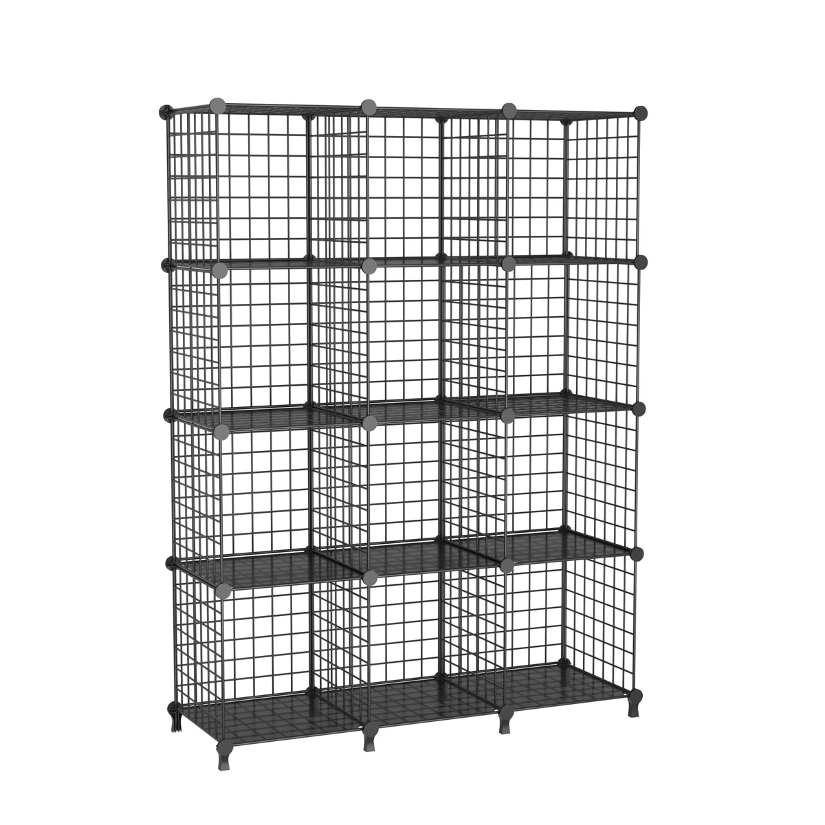 ATTDETJL 12 Cube Storage Unit, Metal Shelving Unit with DIY Bookshelf,Black