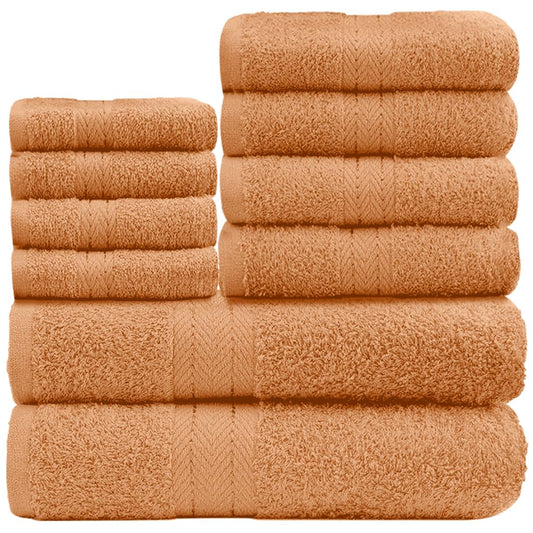 GC GAVENO CAVAILIA 10 Piece Towel Bale Set | Quick Drying Cotton Towel Highly Absorbent 450 GSM Peach Towels Set | Bathroom Towels Bale Set 4x Face 4x