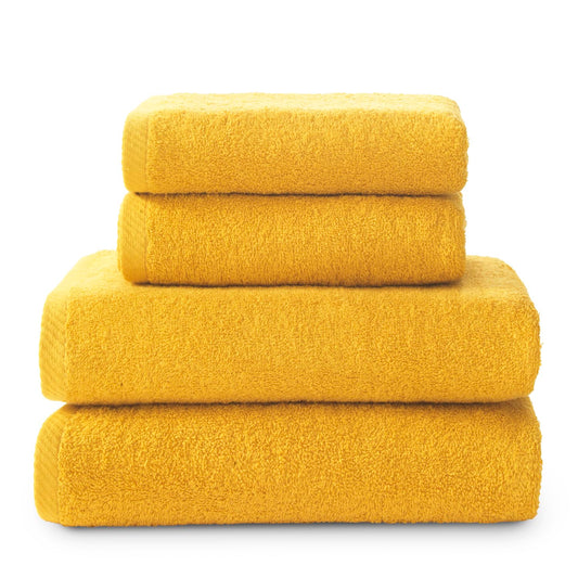 Top Towel - Combo - Large Bath Towels - Bathroom Towels - 2 Hand or Sink Towels + 2 Bath Towels - 100% Cotton - Gold