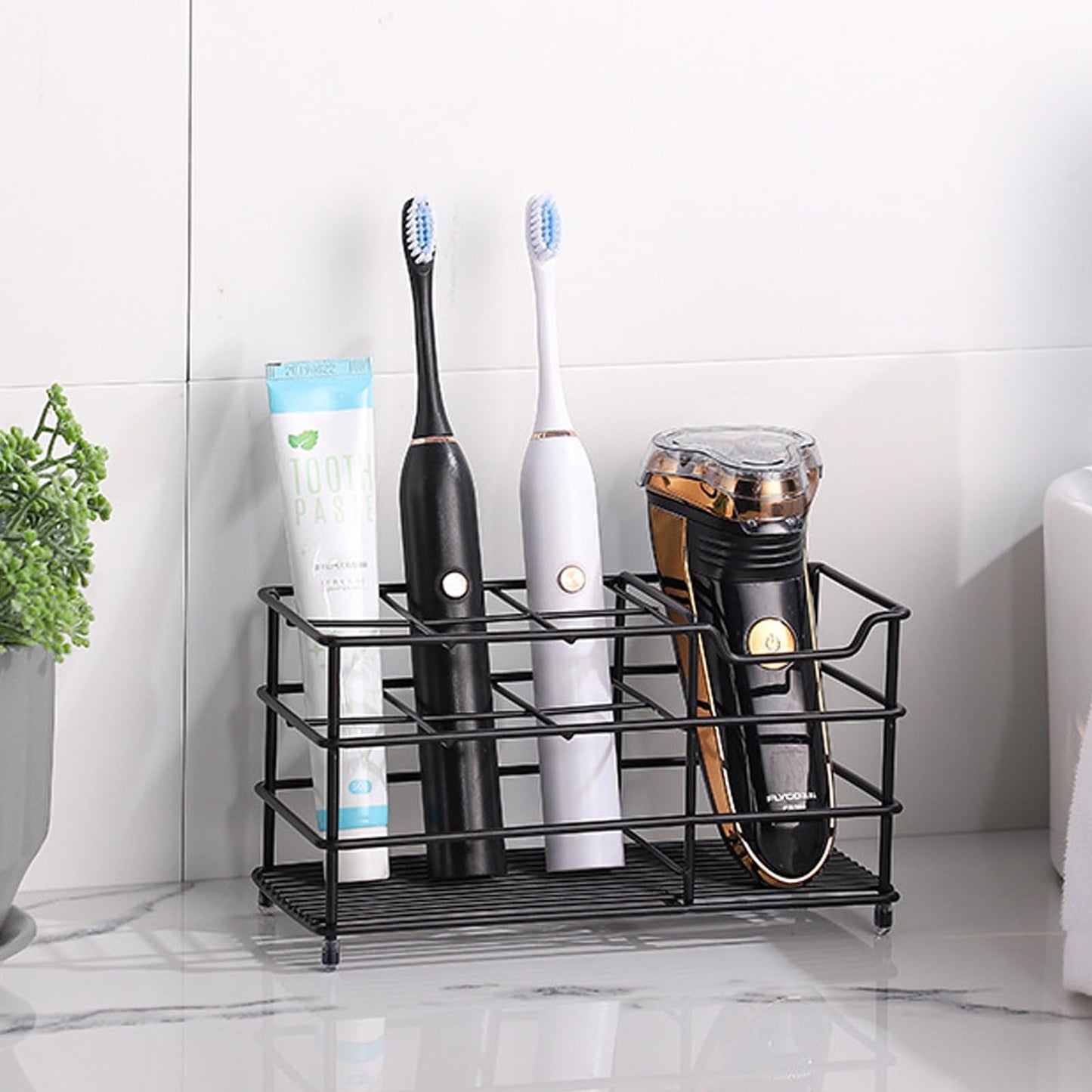 Winlauyet Stainless Steel Toothbrush Holder with 7 Slots – Stand/Wall-Mounted Bathroom Organizer for Razors, Shavers, Combs