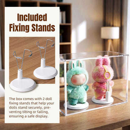 Mcbazel Premium Thick Acrylic Display Case Compatible with Labubu Doll, 92% UV Protection & Dustproof, Magnetic Display Box for POP MART Labubu