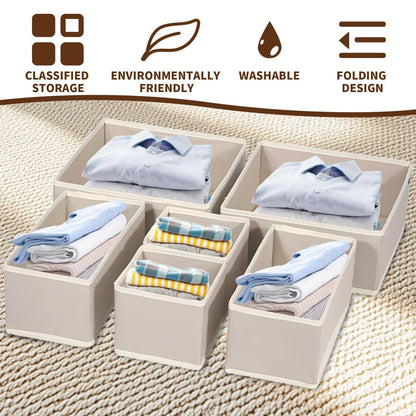 Clothes Drawer Folding Wardrobe Organisers 12-Piece Drawer Dividers(Khaki)