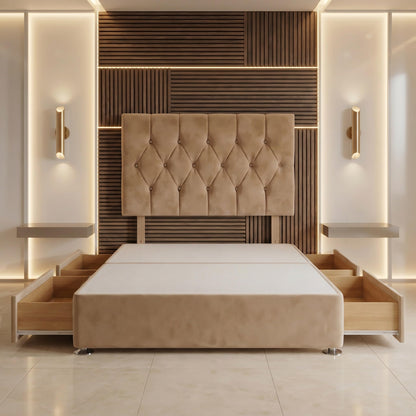 Bed Centre Ziggy Plush Small Single Divan Base 30" Headboard, Beige, 0 Draw