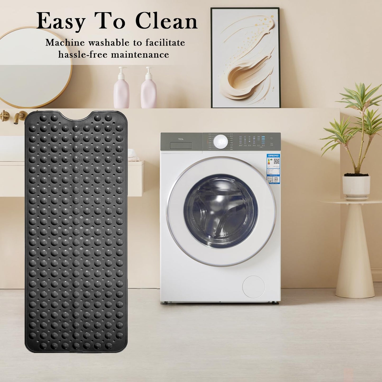 Non Slip Bathroom Mat with Suction Cups Washable Bathtub Floor Rug