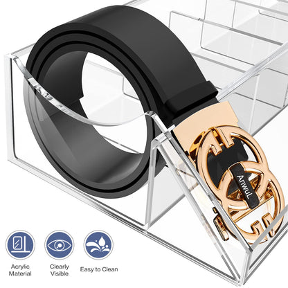 ToyaJeco Acrylic Belt Organizer, 7 Compartments Belt Storage Holder for Closet Drawer